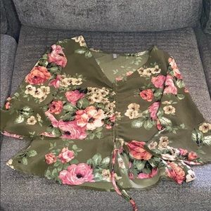 Green floral shirt